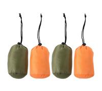 WESIEVYA Paquet de Rangement pour Poncho d'urgence, Lot de 4, Nylon | Camping, Voyage, Repérage Rapide en Situation D'urgence, Fermeture par Cordon, Vert Armée et Orange
