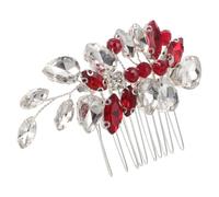 WESIEVYA Peigne à Cheveux Accessoire Stable et Sécurisé Rouge de Mariée Cristaux en Métal pour Coiffure Vintage pour Cérémonies Plage et Demoiselles D'honneur