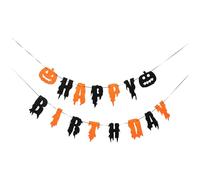 WESIEVYA Pendentif de Bannière Halloween Joyeux Anniversaire, Bannière Suspendue en Feutre, Décoration de Fête Intérieure et Extérieure, Ornement Photo pour Anniversaire et Fête