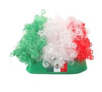 WESIEVYA Perruque afro courte : Coiffe fantaisie aux couleurs du drapeau américain, bandeau duveteux pour supporters de l'équipe de football mexicaine, événements pour hommes et femmes.