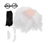 WESIEVYA Perruque Confortable Et Sécurisée Pour Homme Costume De Scientifique Perruque De Vieil Homme Ensemble De Lunettes Pour Cosplay