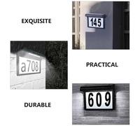 WESIEVYA Plaque D'adresse Solaire Noire 6 LED pour Numéro de Maison, Éclairage Extérieur à Contrôle Lumineux, pour Jardin et Cour, Matériau Polysilicium et Plastique