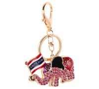 WESIEVYA Porte-clés Éléphant en Alliage avec Cristaux Scintillants, Breloque Kawaii Rose Orné du Drapeau Thaïlandais, Accessoire Léger pour Clés de Voiture, Paquet à Main ou Paquet à Dos,