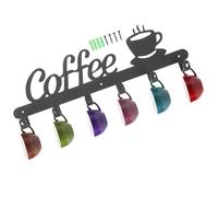 WESIEVYA Porte-tasse à Café Mural en Fer Noir, Lot de 1 Set de Set, Rond