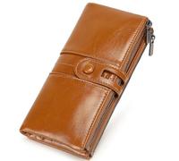 WESIEVYA Portefeuille Vintage Similicuir pour Femme avec Fermeture Éclair Souple Style Ancien Anti-Aimant