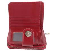WESIEVYA Sacoches pour Femmes en Cuir Huilé Et Ciré Portefeuille pour Dames Petit À Main Compact Motif Floral Vin Rouge Portable