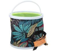 WESIEVYA Seau de Pêche Pliable en Toile Épaisse 18 Cm de Diamètre, 17 Cm de Haut avec Filet Anti-Saut et Corde de Puisage, Seau Portatif Multifonction pour Camping, Pêche Couleur Aléatoire