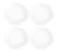 WESIEVYA Service de 4 Assiettes Blanches en Plastique de Coquillage, Assiettes Réutilisables pour Table à Manger ou Salle de Réunion, Design Créatif et Multi-usages