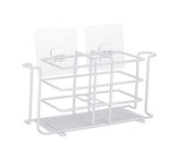 WESIEVYA Support Mural Porte Brosse à Dents sans Perçage Organisateur Hygiène Salle de Bain Rangement pour Brosse Électrique Dentifrice et Accessoires Blanc avec Drainage Rapide