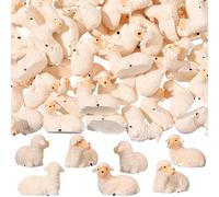 Wesiti Lot de 50 mini figurines de moutons miniatures en résine - Mini statue d'agneau mignon - Paysage miniature - Petite décoration pour la maison, le jardin, l'intérieur et l'extérieur - Petite fée