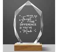 Wesiti Never Forget the Difference You've Made Employee Appreciation Gifts Awards Reconnaissance Cadeaux en cristal avec base en bois massif 22,5 cm Trophée Employé du mois pour collègues, employés