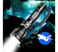 WESLITE Lampe de Plongée 1800 Lumen, Lampe Torche Puissante de Plongée Professionnelle IPX-8 Etanche Lumière de Plongée sous-Marine 100 Mètres 4 Modes avec Batterie Rechargeable et Chargeur