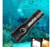 WESLITE Lampe de Plongée, Torche de Plongée sous Marine Puissante 3000 Lumen Rechargeable Lampe Torche étanche IPX8 avec 2 * XHP50 LED Lumière Blanche & Jaune, 3 Modes avec Batterie et Chargeur