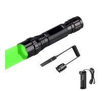 WESLITE Lampe de poche tactique extrêmement lumineuse - Lumière verte - Pour la chasse - Zoom - 1 mode - Étanche - Coyote Predator Varmint Light - Avec interrupteur à pression et chargeur