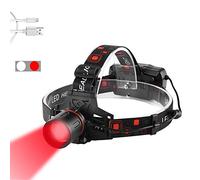 WESLITE Lampe Frontale Rouge, Puissante Lampes Frontales LED Rechargeable avec Lumière Rouge Phare de Chasse Zoom Capable pour l'Astronomie, la Vision Nocturne et la Chasse(Lumière Rouge et Blanche)