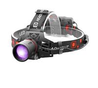 WESLITE Lampe Frontale UV, Lampe Frontale UV Rechargeable avec 395nm Lumière Ultraviolette Zoom Frontale Noire pour la Pêche, Scorpions, Taches d'urine pour Animaux de Compagnie