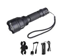 WESLITE Lampe Tactique Militaire 1300 Lumens, Lampe Torche LED Rechargeable Puissante avec Support 1 Mode Lampe de Chasse avec Pressostat, Support de Rail, Batterie et Chargeur (Lumière Blanche)