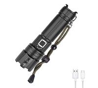 WESLITE Lampe Torche LED Puissante 6000 Lumens, XHP70.2 Lampe Torche Rechargeable Lampe de Poche avec Indicateur de Puissance Zoomable 5 Modes pour le Camping Pêche Randonnée(Batterie Incluse)