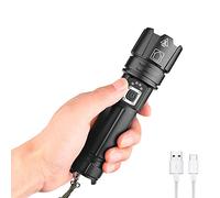 WESLITE Lampe Torche Rechargeable, Lampe Torche LED Ultra Puissante 7000 Lumens Lampe de Poche LED XHP70.2 Torche Tactique Zoomable 5 Modes avec Affichage de l'alimentation et Batterie Rechargeable