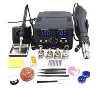 WESLNN Station De Soudage cms 800 W Pistolet À Air Chaud 2 en 1 Double Affichage Numérique Fer À Souder Électrique BGA Rework Soudure Réparation Outils(8588D Tool Set 3)