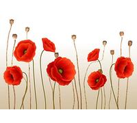 Wesmilewallpaper Papier Peint Panoramique 3D Intissé Tapisserie Art Moderne Rouge Beaux Coquelicots Fond Multi-Décoratif Muraux Tableau Mural Poster 200x140cm