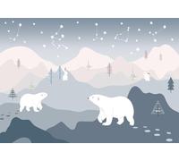 Wesmilewallpaper Papier Peint Panoramique Dessin Animé Montagne Pic Paysage Naturel Mignon Ours Polaire Chambre D'Enfant 250x175cm 3D Intissé Soie Poster Geant Mural