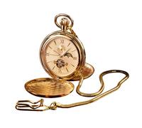 Wesseldon Montre gousset automatique Esprit du Temps - Métal doré - Couvercle saut - Verre minéral - Affichage 24 heures/jour/nuit - Index des heures - Aiguilles fluorescentes, or