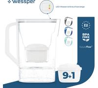 Wessper 2,7 L carafe filtrante compatible avec Brita Maxtra pour porte de réfrigérateur avec indicateur manuel d'usure du filtre | Le kit comprend une carafe filtrante et une carafe filtrante