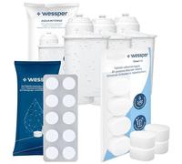 Wessper 3x Filtre à Eau remplacement de TZ700D3 467873 575491 Brita Intenza Compatible avec Siemens EQ 6 9 TI305206RW Bosch TCZ7003 TCZ-7003 TCZ7033, tablettes de nettoyage dégraissage et détartrage