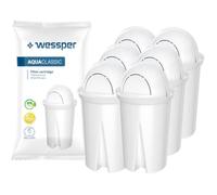 Wessper AquaClassic Cartouche Filtrante pour Carafe - Compatible avec BRITA Classic, Dafi Classic, PearlCo - Pack 6 remplacement