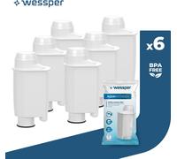 Wessper AQUAINTENSE+ Filtre à eau pour machines à espresso, remplacement pour Saeco CA6702/00, Brita Intenza+, Philips, adapté aux machines à espresso automatiques 6 pièces
