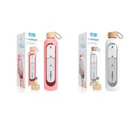 Wessper Bouteille d’eau 1L de Motivation en verre avec temps horaire, Sans BPA & Bouteille d’eau 1L de Motivation en verre avec temps horaire, Sans BPA