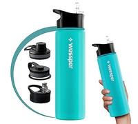 Wessper Bouteille d'eau en Acier Inoxydable, Bouteille Thermos pour le Sport et le Plein air avec 3 Couvercles de Rechange, Gourde Isotherme pour Boissons Chaudes et Froides, BPA FREI 700 ml - Marine