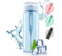 Wessper Bouteille d'eau en Tritan sans BPA avec Filtre 680 ml | Bleu Sport Gourde Élégante | Anti-Fuite pour Fitness & Enfant & Adulte | Filtre à Charbon Actif