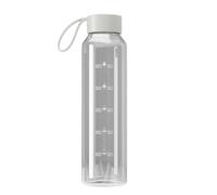 Wessper Bouteille d'eau en Verre 0.5L Gourde Reutilisable en Borosilicate, Avec Marqueur de Temps de Motivation, Couvercle en bambou, En silicone, pour Enfant et Adultes, Sport, Camping - Transparente