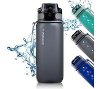 Wessper Bouteille d'eau Gourde Sport 500ml Litre Gris Bouteille Reutilisable en Tritan sans BPA | Water Bottle avec Filtre et Marqueur de Temps pour Fitness & Enfant & Adulte | Gourde Motivation