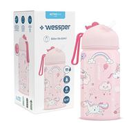 Wessper Bouteille Eau Enfant, Gourde Isotherme Enfants 410ml, Embout Confortable avec Paille, Sans Bisphénol "BPA FREE", Léger et Facile à Utiliser, Unicorn Motif