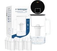 Wessper Carafe à eau + 10 cartouche avec Compteur LED, 3 Litres, Carafe a eau, avec Filtre Classique, brita Classic