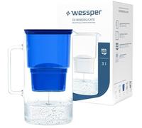 Wessper Carafe en verre avec 1 filtre à eau (compatible avec Brita Maxtra), Eau filtrée avec grand goût et pureté, 3 Litres