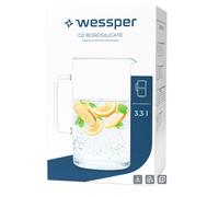 Wessper carafe en verre, pichet en verre, carafe à eau, pichet à thé glacé, pichet à jus de fruits env. 3 l en verre borosilicaté résistant à la chaleur pour boissons faites maison, glace