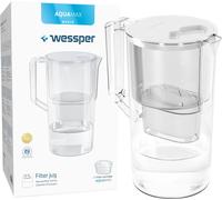 Wessper Carafe filtrante 2.5 L Compatible avec Brita Maxtra, Système de filtration d'eau pour réduire le calcaire, le chlore | Inclus 1 carafe filtrante + cartouche de filtration d'eau blanc/blanc