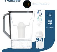 Wessper Carafe filtrante 2.7 L Compatible avec Brita Classic Porte de réfrigérateur avec indicateur manuel d'usure du filtre, 10 filtres à eau AQUACLASSIC - Schwa