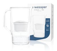 Wessper Carafe Filtrante 2,8 l, avec Compteur LED, Carafe a eau, Cartouche à Charbon actif Réduit le Calcaire et le Chlore, Cartouches Carafe Filtrante, BPA FREE - Blanc