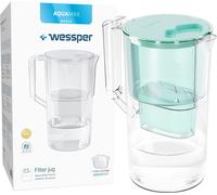 Wessper Carafe filtrante 2.8 L Compatible avec Brita Maxtra, Système de filtration d'eau pour réduire le calcaire, le chlore | + 1x filtre à eau menthe