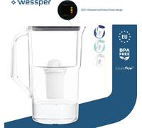 Wessper Carafe filtrante 2,8 litres avec compteur LED Classic Carafe filtrante compatible avec les filtres Brita Classic - noir | 11x filtres inclus