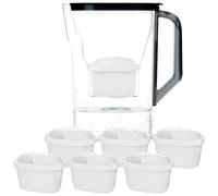 Wessper Carafe Filtrante avec Filtre, Carafe pour porte de réfrigérateur 2,7 L, Cartridges avec Charbon Actif et Résine échangeuse d'ions, Pitcher set set de 6 Filtres - Noir