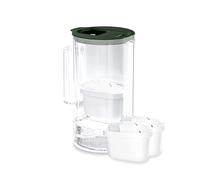 Wessper carafe filtrante d'eau avec compteur LED, 2 litres, carafe en verre, carafe eau compacte avec 2 cartouche filtrante à charbon actif, sans BPA - Vert