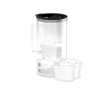 Wessper carafe filtrante d'eau avec compteur LED, 2 litres, carafe en verre, carafe eau compacte avec 2 cartouche filtrante à charbon actif, sans BPA - Noir
