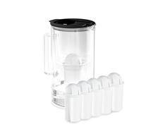Wessper carafe filtrante d'eau avec compteur LED, 2 litres, carafe en verre, carafe eau compacte avec 2 cassic cartouche filtrante à charbon actif, sans BPA - Noir