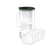 Wessper carafe filtrante d'eau avec compteur LED, 2 litres, carafe en verre, carafe eau compacte avec 5 cartouche filtrante à charbon actif, sans BPA - Vert